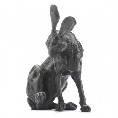 Bronze Hare Sculpture: Grooming Hare by Sue Maclaurin