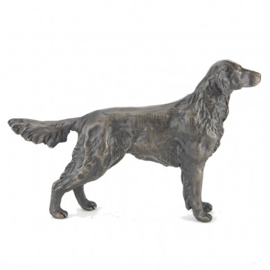 Bronze Dog Sculpture: Flat Coated Retriever by Sue Maclaurin