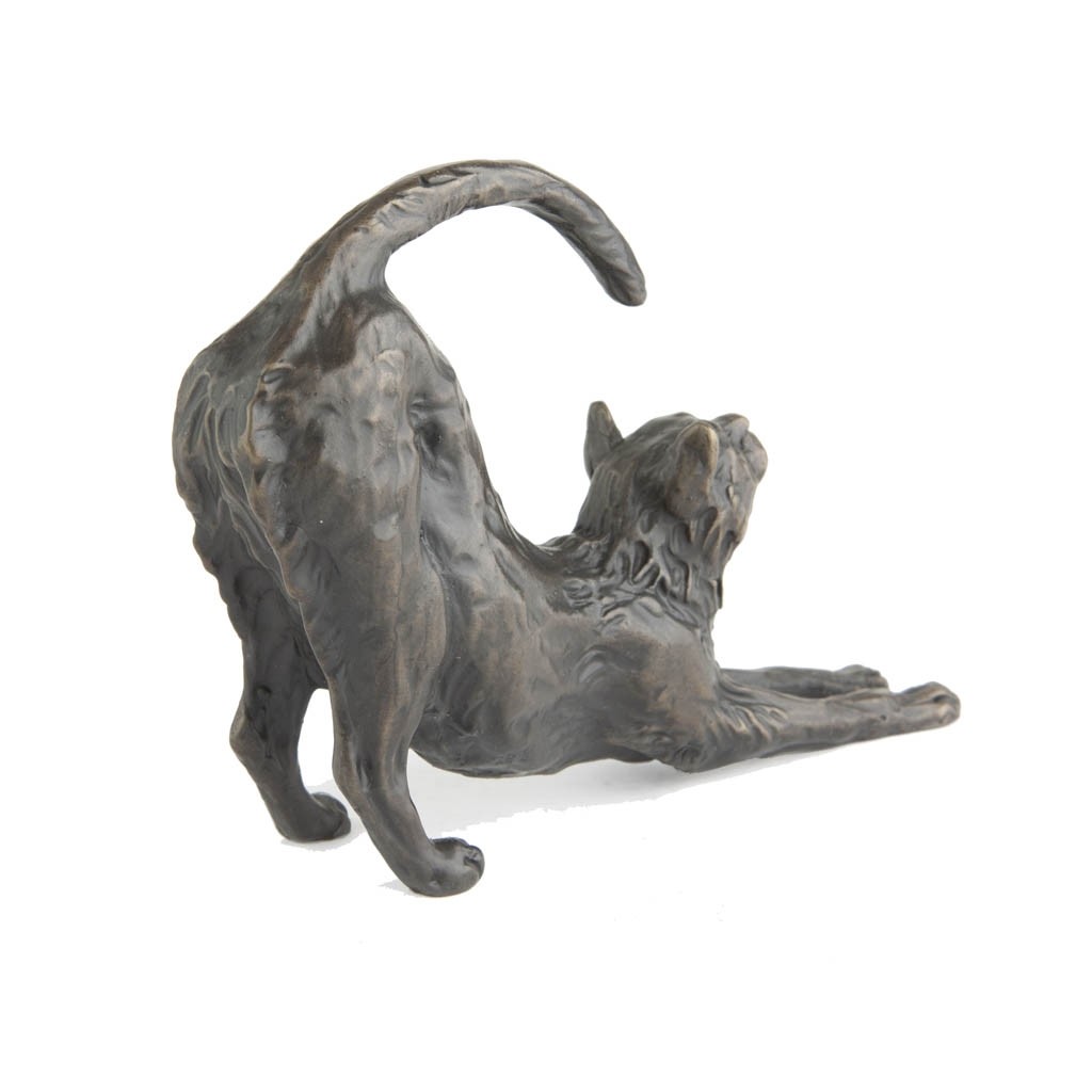 Stretching Cat Animal Statue Small Bronze Ornament Bronze 