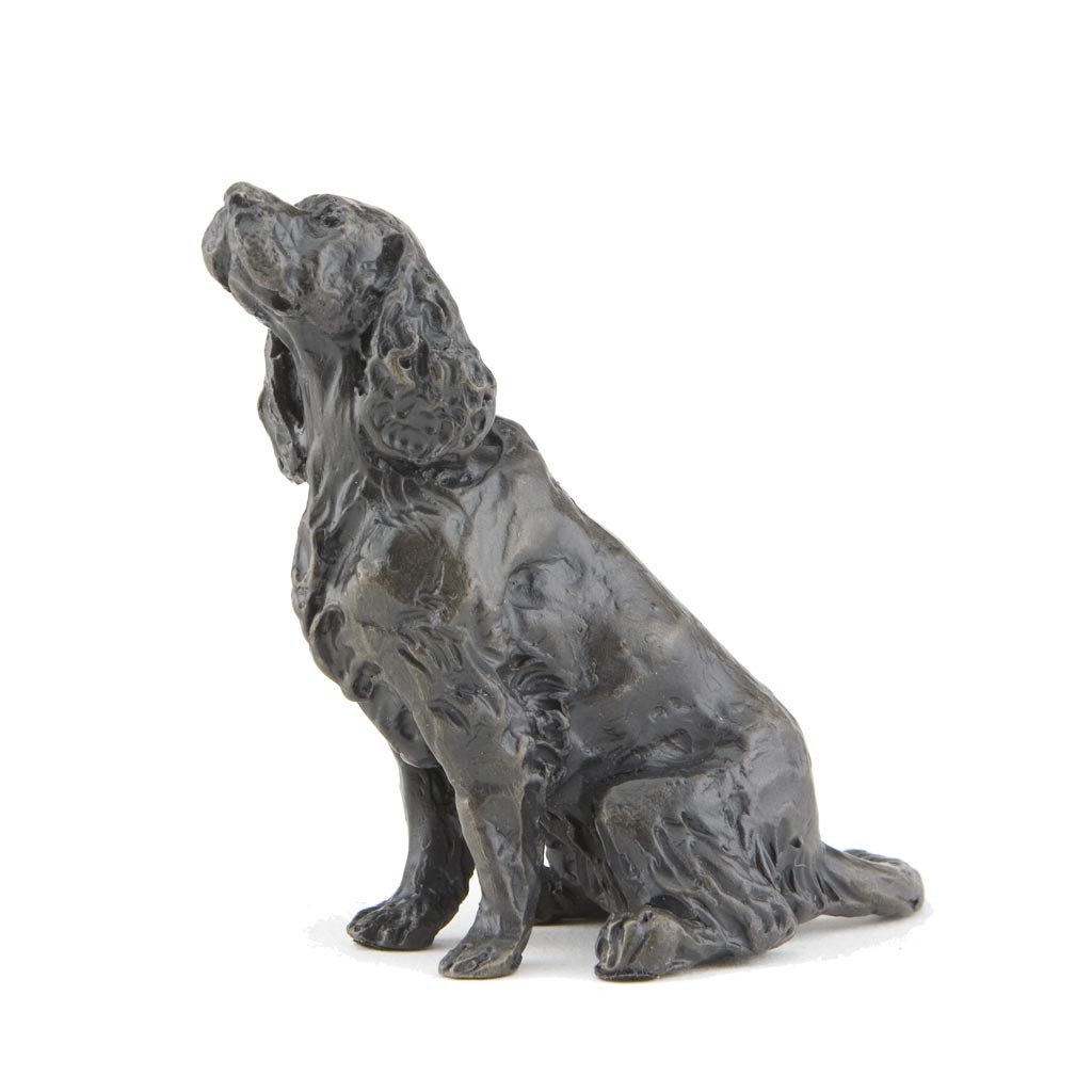 Bronze Dog Sculpture Sitting Cocker Spaniel By Sue Maclaurin