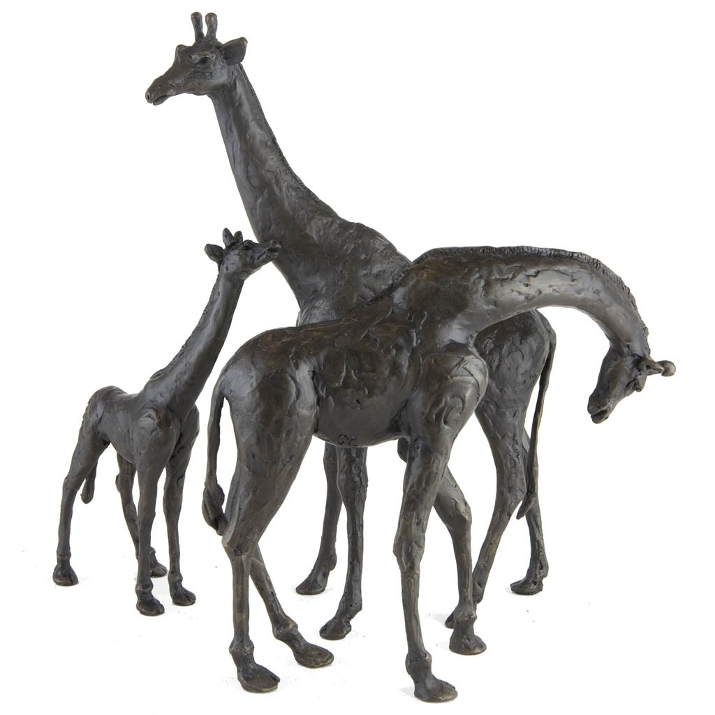 Bronze Giraffe Sculpture Giraffe Mother and Baby by Jonathan Sanders