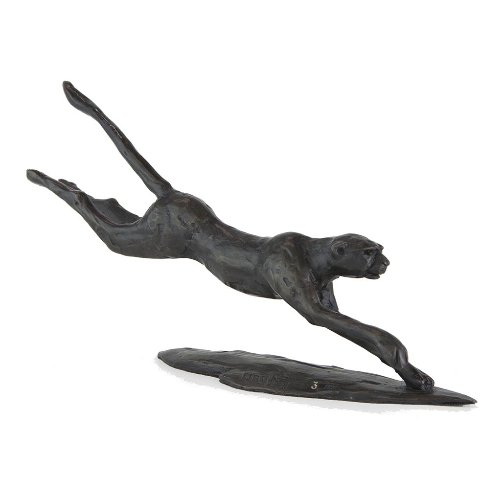 Bronze Cheetah Sculpture Flying Cheetah II by Jonathan Sanders