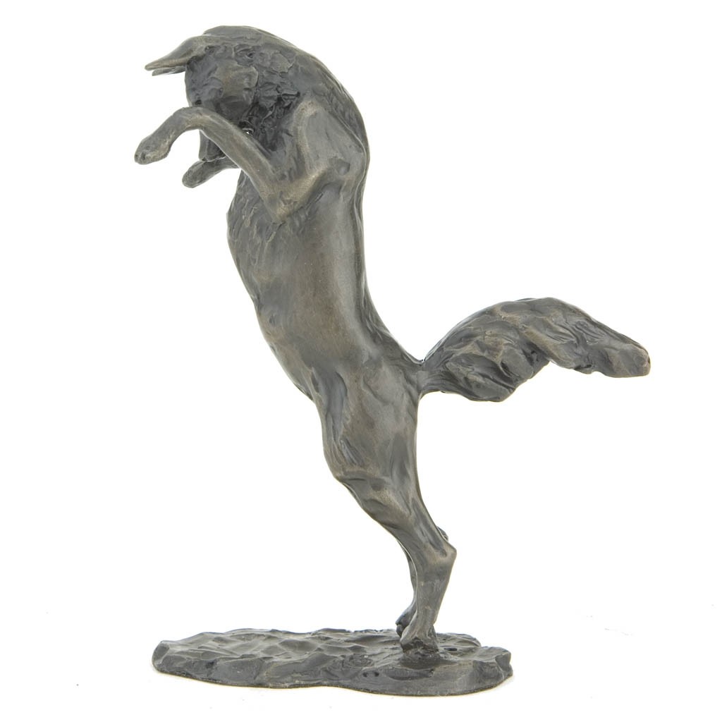 Bronze Fox Sculpture Pouncing Fox by Sue Maclaurin