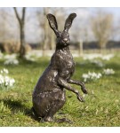 Bronze Hare Sculpture: Garden Alert Hare by Sue Maclaurin (Life Size)