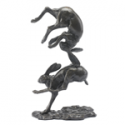 Bronze Hare Sculpture: Tumbling Hares by Sue Maclaurin