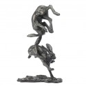Bronze Hare Sculpture: Tumbling Hares by Sue Maclaurin