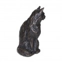 Bronze Cat Sculpture: Long Haired Sitting Cat