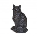 Bronze Cat Sculpture: Long Haired Sitting Cat