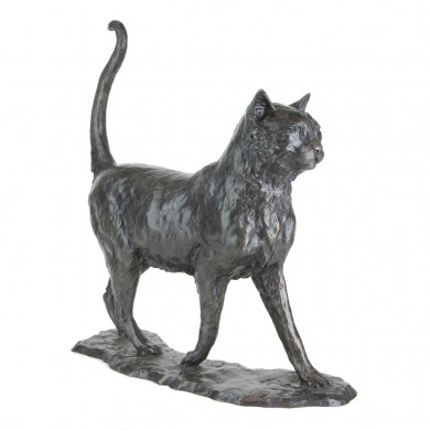 Bronze Cat Sculpture: Garden Walking Cat (Life Sized) by Sue Maclaurin
