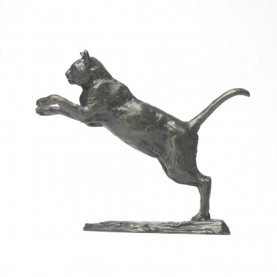 Bronze Cat Sculpture: Leaping Cat by Sue Maclaurin