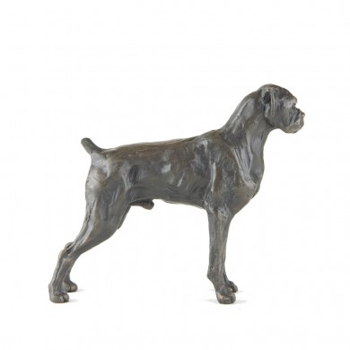 Bronze Dog Sculpture: Boxer Dog (Docked)