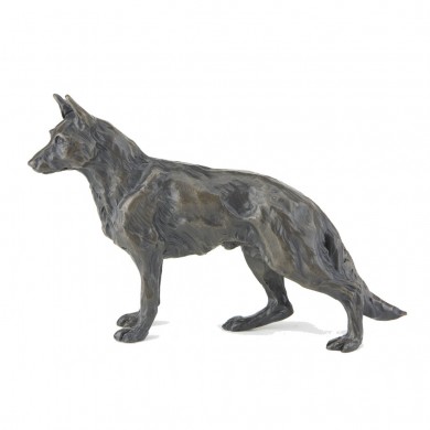 Bronze Dog Sculpture: Standing German Shepherd by Sue Maclaurin