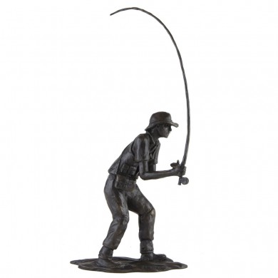 Bronze Fisherman Sculpture: Fly Fisherman by Jonathan Sanders