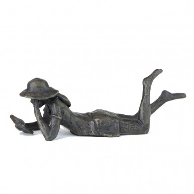 Wedgwood Museum Original Bronze Sculpture: Lying Girl Reading 