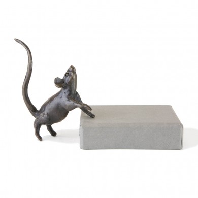 Bronze Mouse Sculpture: Playing Mouse by Jonathan Sanders