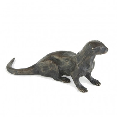 Bronze Otter Sculpture: Sitting Otter by Sue Maclaurin
