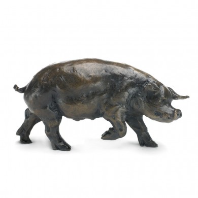 Bronze Pig Sculpture: Large Pig Head Right by Sue Maclaurin