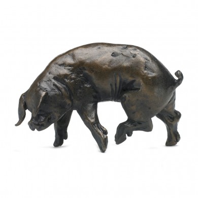 Bronze Pig Sculpture: Medium Pig Head Left by Sue Maclaurin