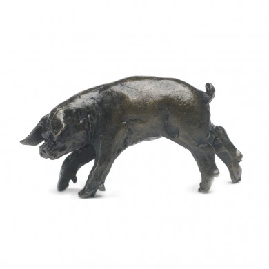 Bronze Pig Sculpture: Piglet Head Left by Sue Maclaurin