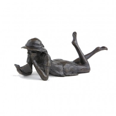 Wedgwood Museum Original Bronze Sculpture: Large Lying Girl Reading by Jonathan Sanders