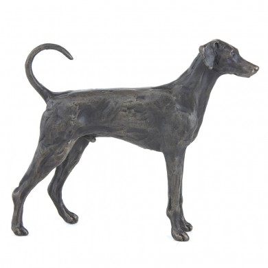 Bronze Dog Sculpture: Standing Dobermann (Full Tail)