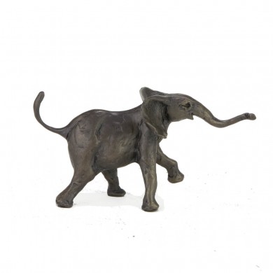 Bronze Elephant Sculpture: Large Walking Baby Elephant by Jonathan Sanders