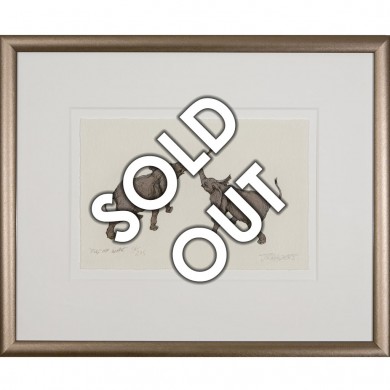 Limited Edition Elephant Print: Tug Of War by Jonathan Sanders (Framed)