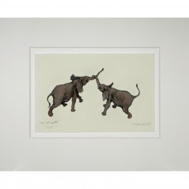 Limited Edition Elephant Print: Tug Of War by Jonathan Sanders