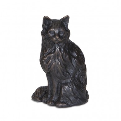 Bronze Cat Sculpture: Long Haired Sitting Cat by Sue Maclaurin **NEW!**