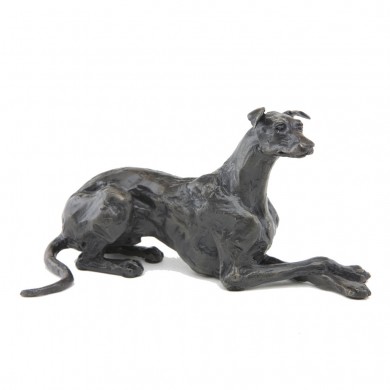 Bronze Dog Sculpture: Lying Greyhound