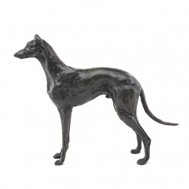 Bronze Dog Sculpture: Standing Greyhound