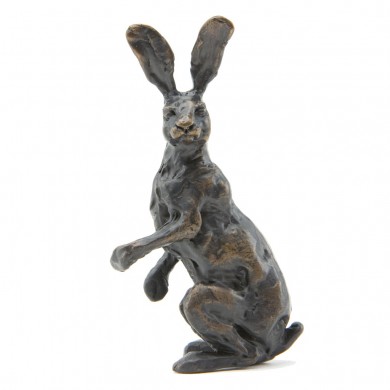 Bronze Hare Sculpture: Alert Hare Maquette by Sue Maclaurin