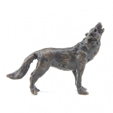 Bronze Wolf Sculpture: Howling Wolf Maquette by Jonathan Sanders