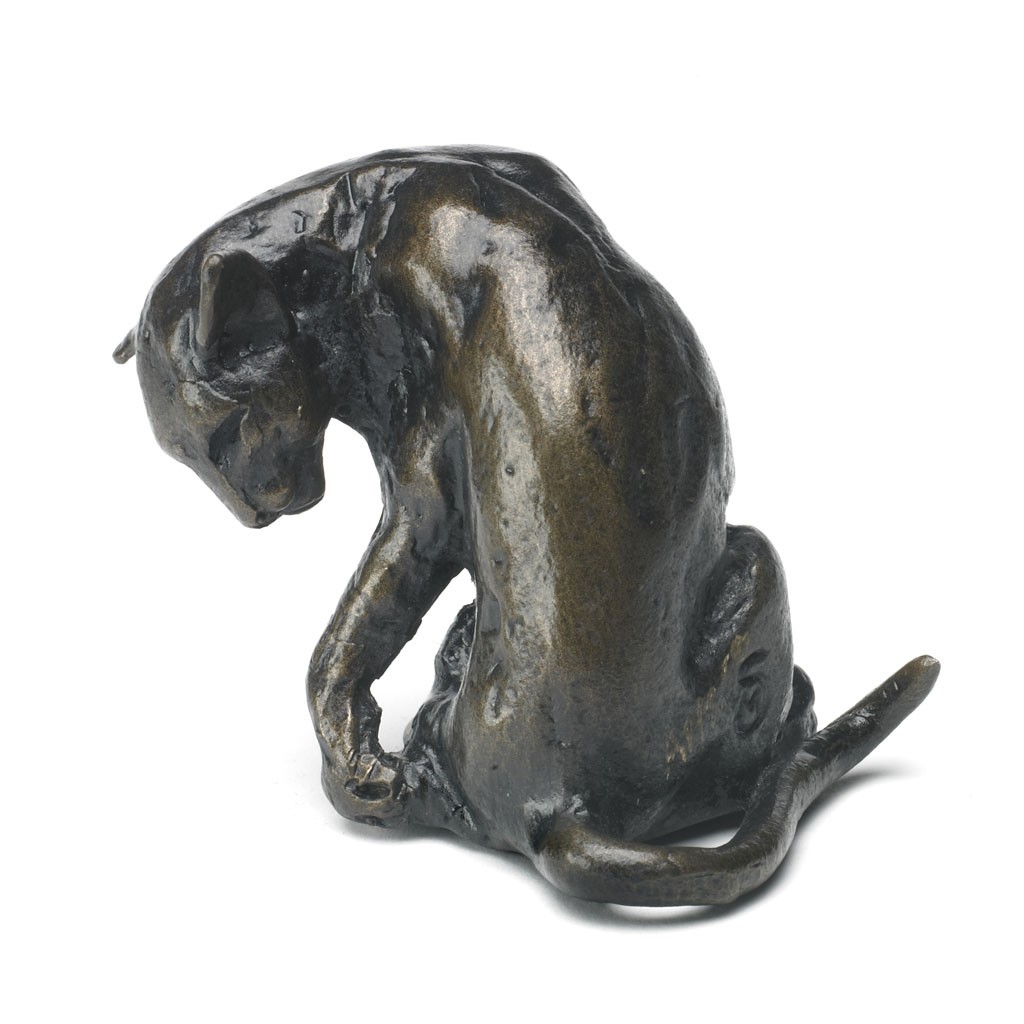 Bronze Cat Sculpture Small Washing Cat by Sue Maclaurin