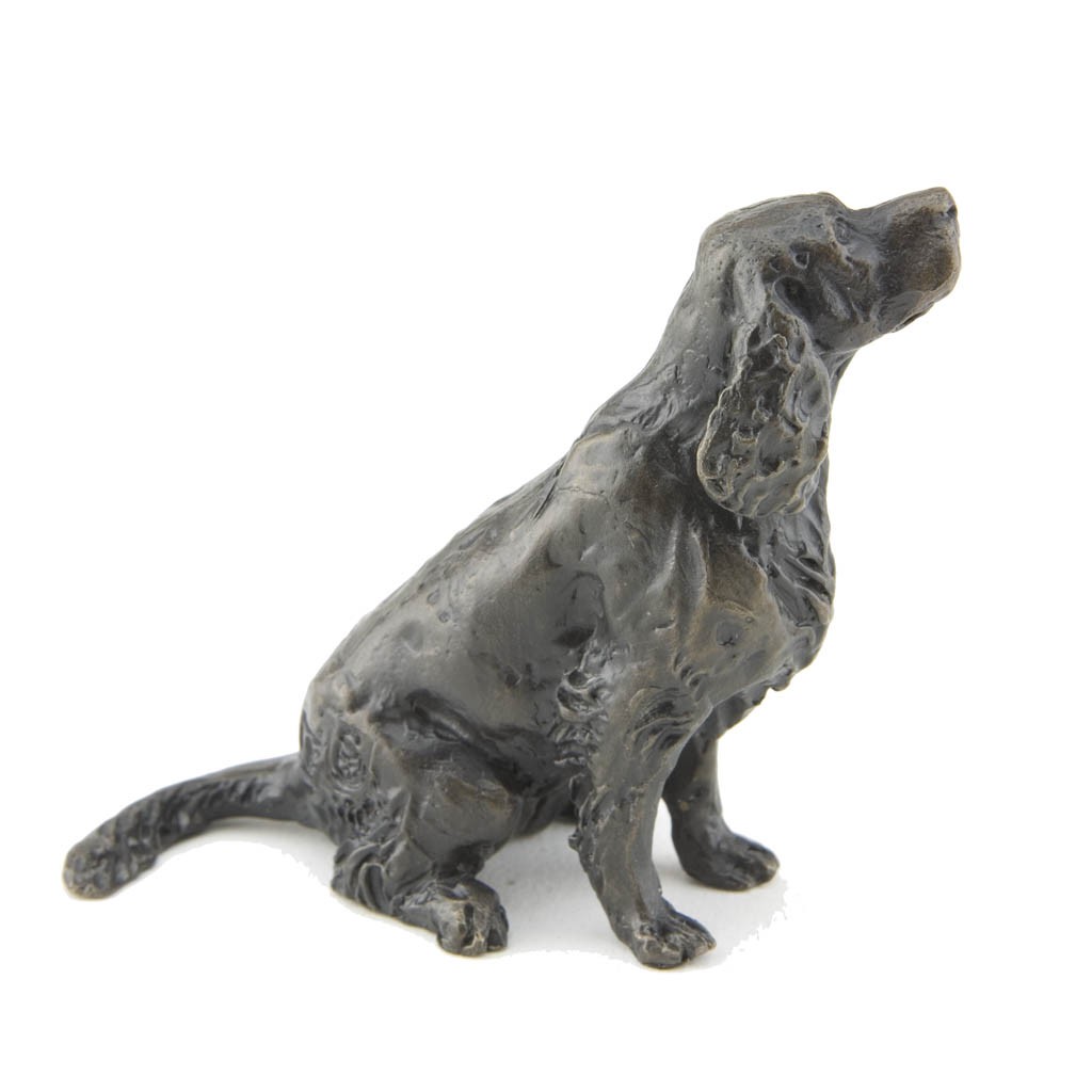 Bronze Dog Sculpture Sitting Cocker Spaniel By Sue Maclaurin