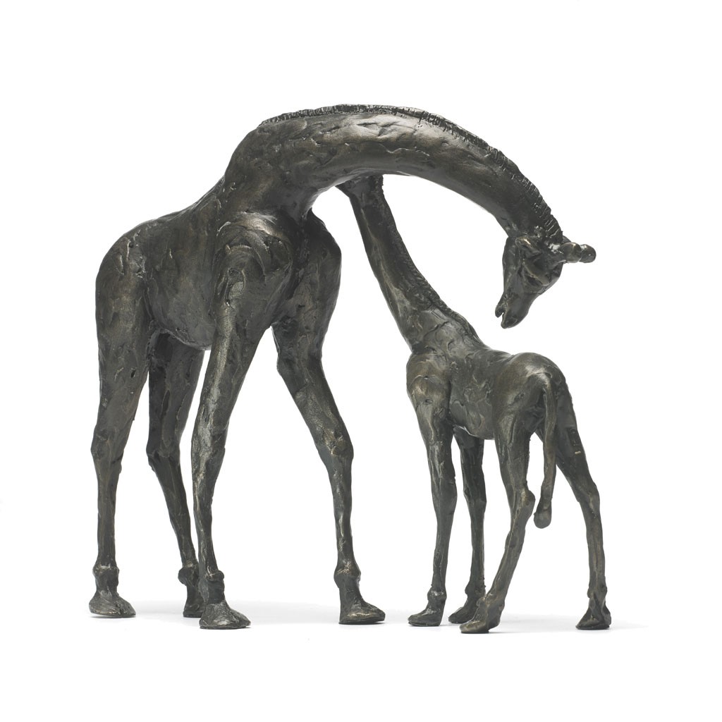 Bronze Giraffe Sculpture Giraffe Mother and Baby by Jonathan Sanders