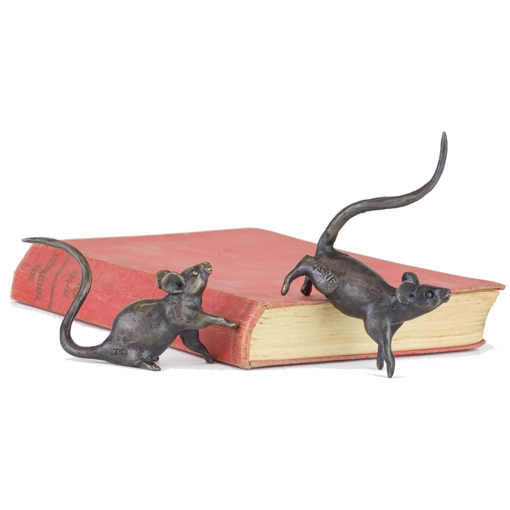 Bronze Mouse Sculpture Playing Mouse by Jonathan Sanders
