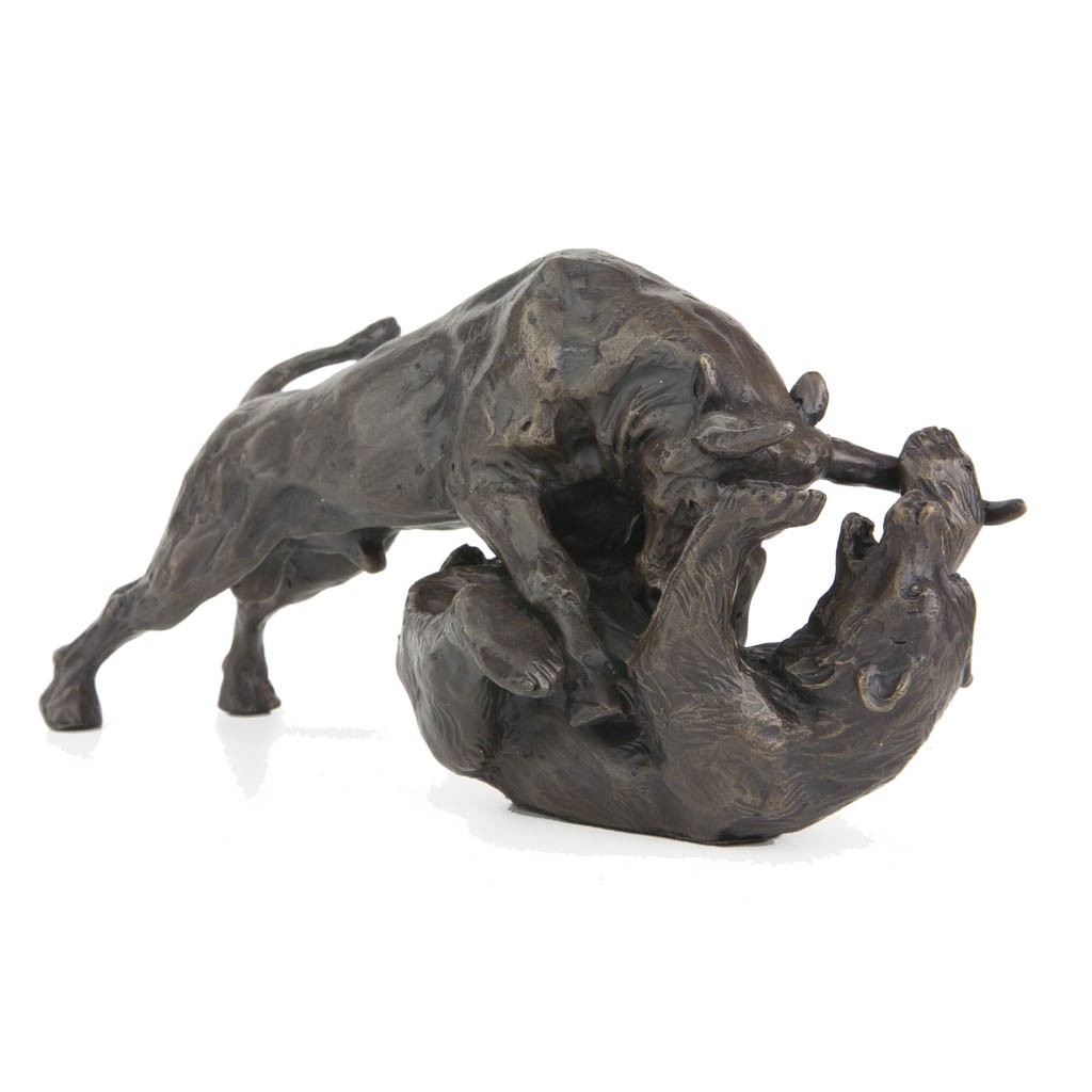 Bronze Bull and Bear Sculpture Bull and Bear by Sue Maclaurin