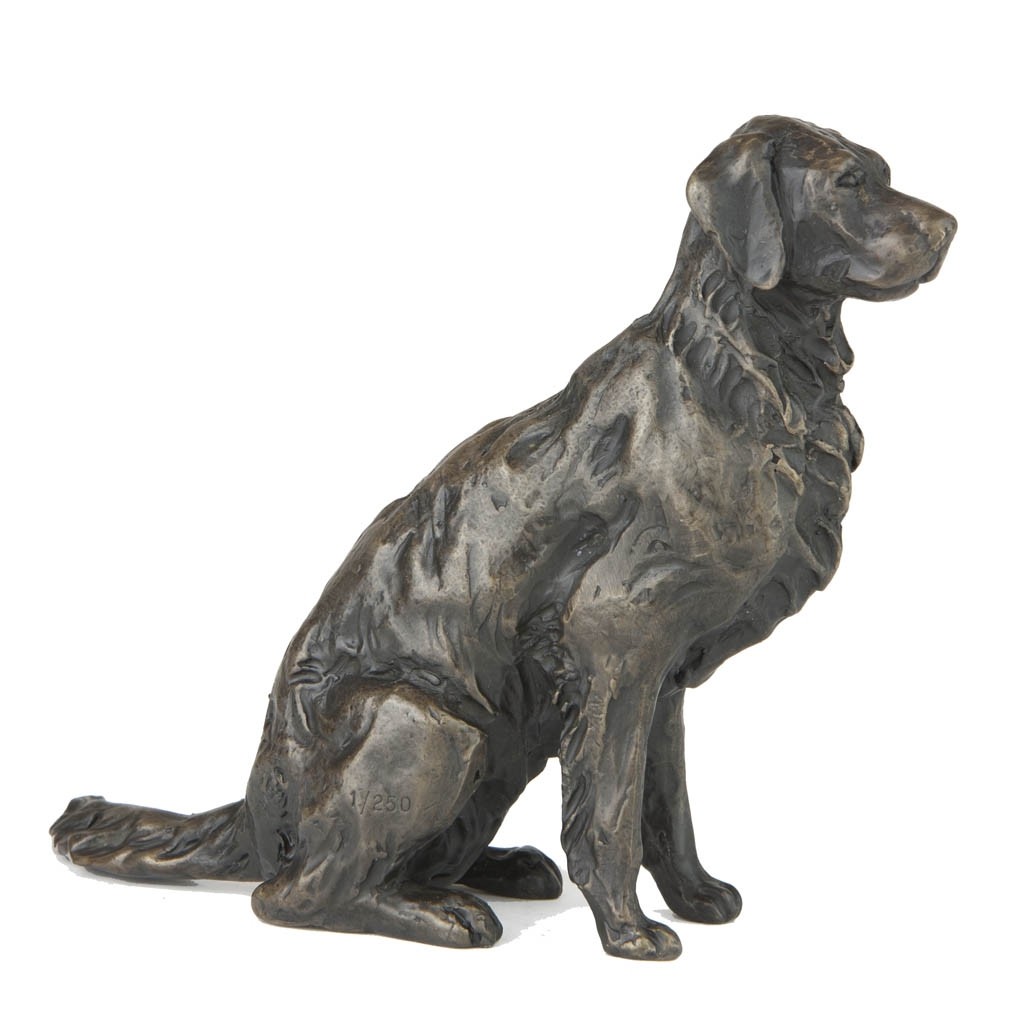 Bronze Dog Sculpture Sitting Golden Retriever by Sue Maclaurin