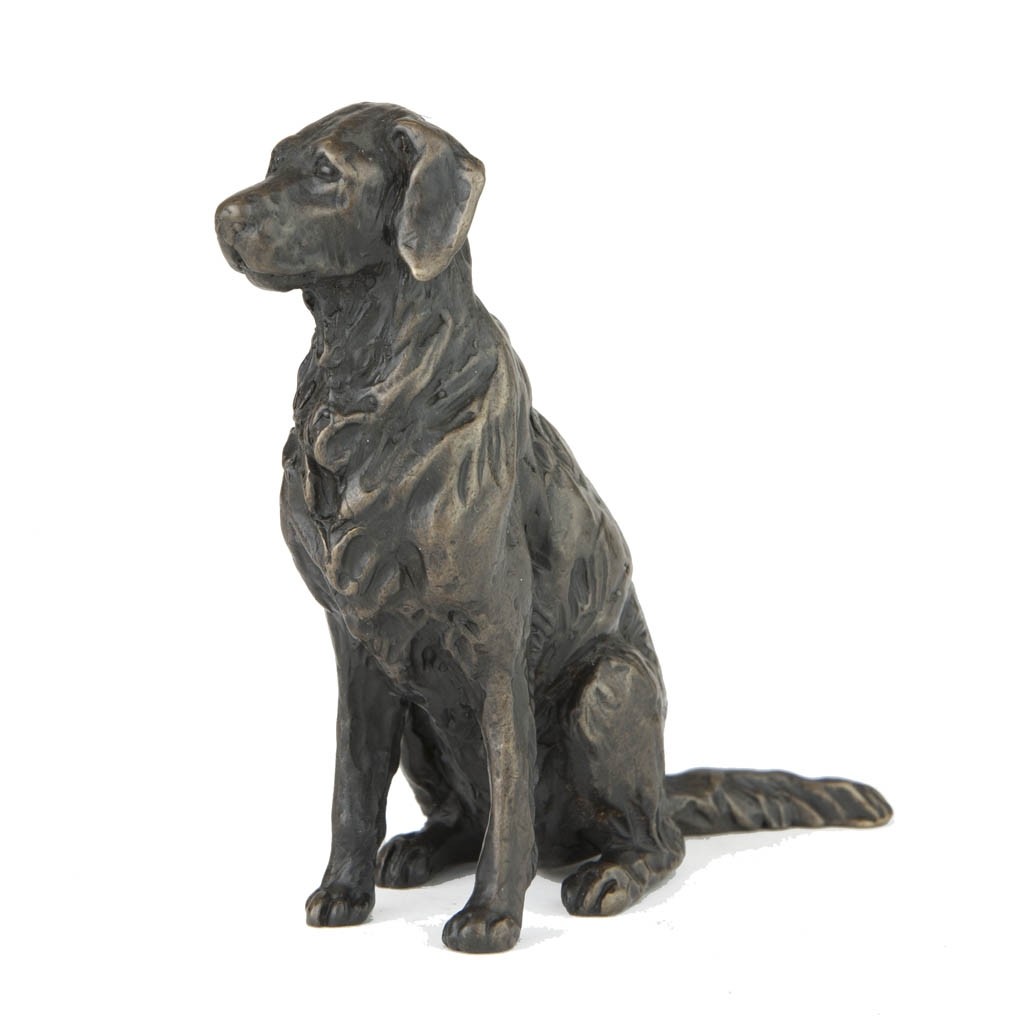 Bronze Dog Sculpture Sitting Golden Retriever by Sue Maclaurin
