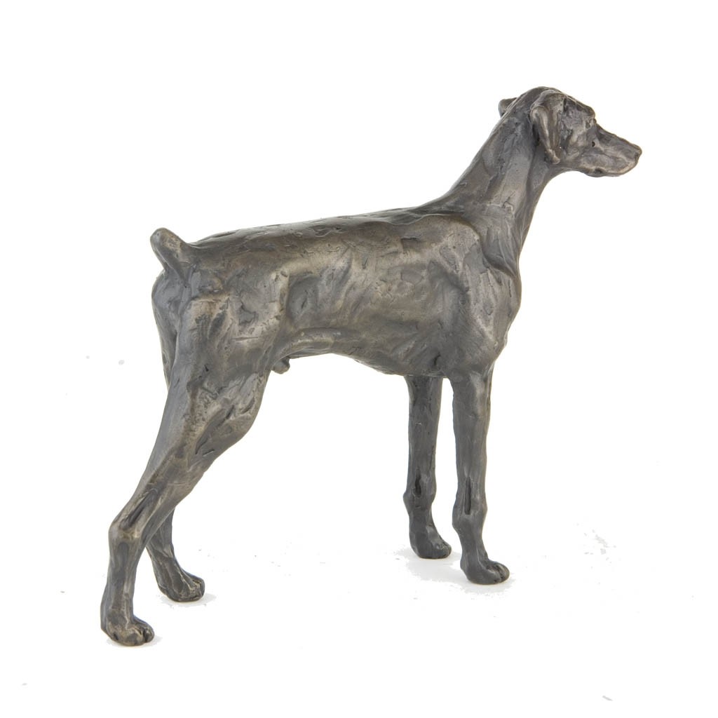 Bronze Dog Sculpture Standing Dobermann by Sue Maclaurin