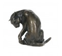 Bronze Cat Sculpture: Small Washing Cat by Sue Maclaurin