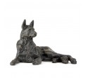 Bronze Dog Sculpture: Lying German Shepherd by Sue Maclaurin