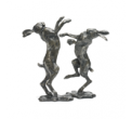 Bronze Hare Sculpture: Large Boxing Hares by Sue Maclaurin