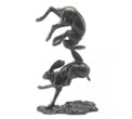 Bronze Hare Sculpture: Tumbling Hares by Sue Maclaurin