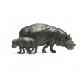 Bronze Hippo Sculpture: Hippopotamus Mother and Baby by Jonathan Sanders