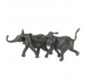 Bronze Elephant Sculpture: Large Follow Me (Baby Elephants) by Jonathan Sanders