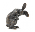 Bronze Hare Sculpture: Hare Washing Ear Maquette by Sue Maclaurin