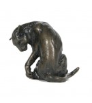 Bronze Cat Sculpture: Small Washing Cat by Sue Maclaurin