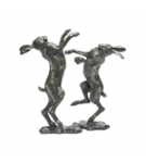 Bronze Hare Sculpture: Large Boxing Hares by Sue Maclaurin